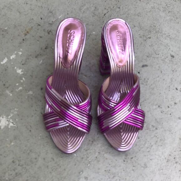 Schutz Metallic Mules - Picture 1 of 8